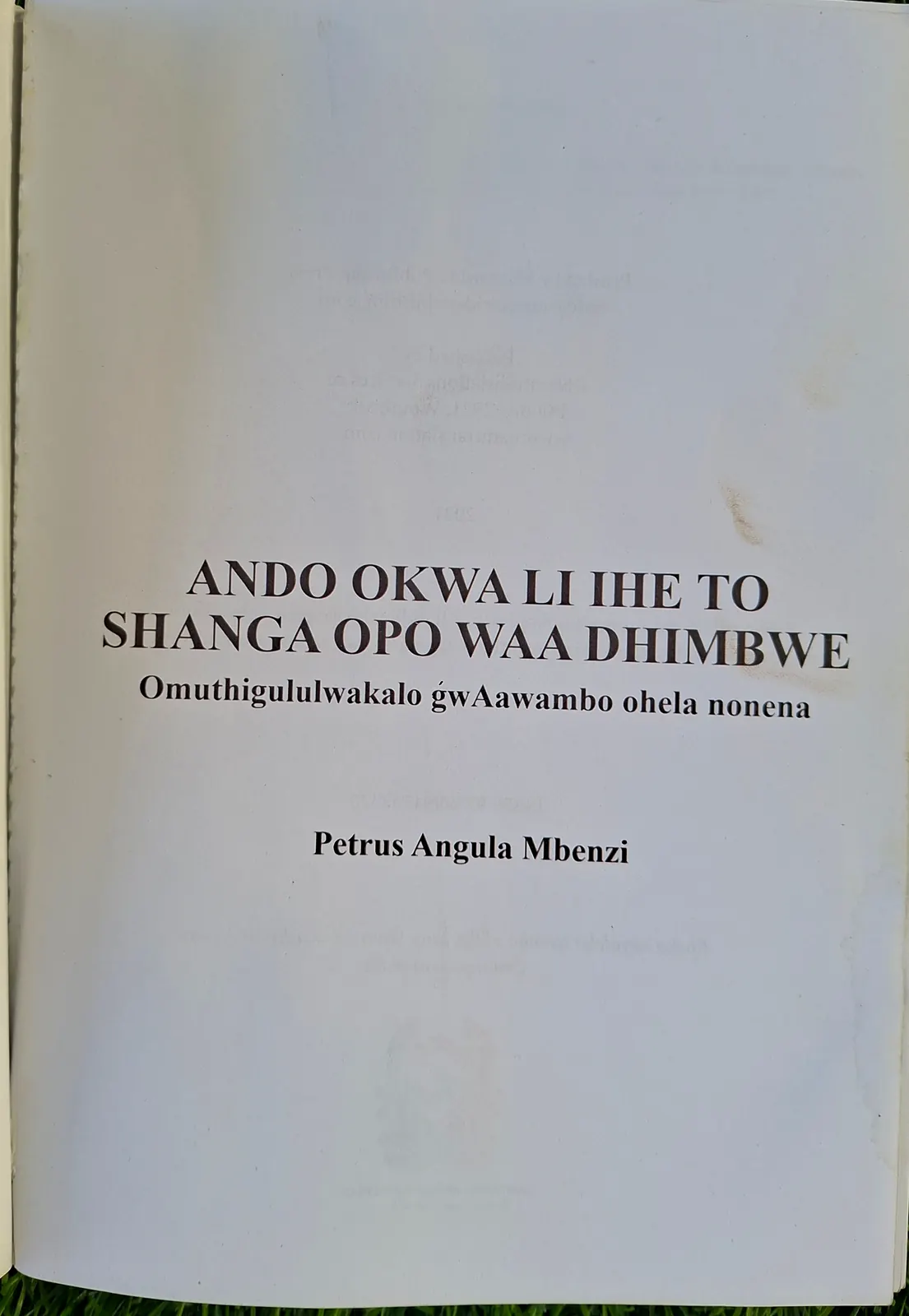 Title page with the title, subtitle, and author’s name.